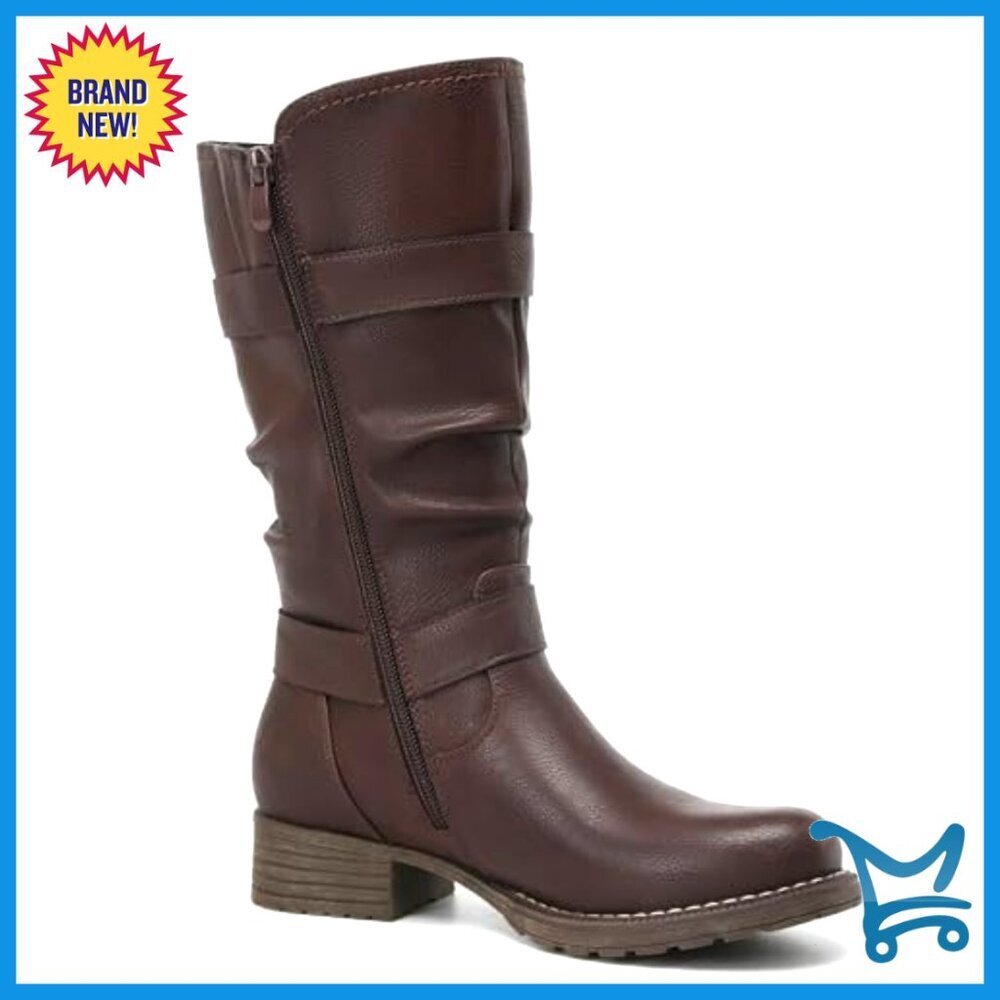 Women's Mid Calf Boots Chunky Low Heel Zipper Comfort Booties Dress Boot - Picture 2 of 7